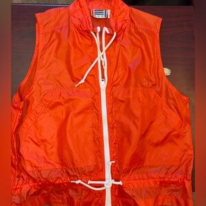 Vintage 1980’s EVR Vibrant Orange Vest with White Accents, Windbreaker nylon